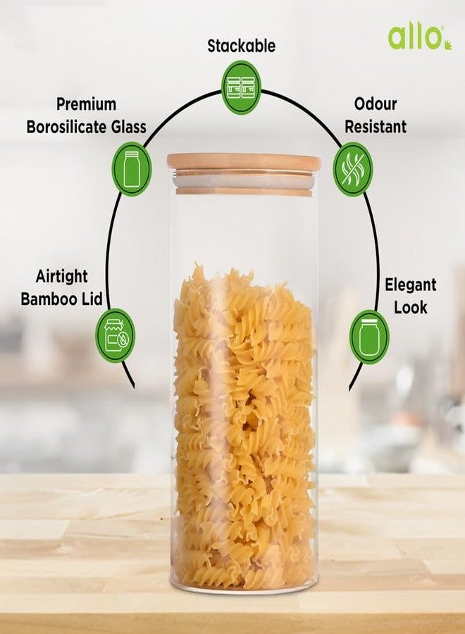 Allo 220ML Kitchen Storage Box Glass Jars With Wooden Lids - Borosilicate Glass Food Storage Containers Airtight Glass Jar For Tea, Coffee, Spice, Pulses, Masala (Round Glass Jar - Set of 1) - Image 4